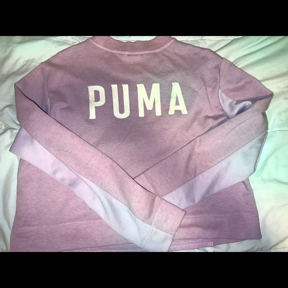Cropped, size large, Puma workout crew neck.
